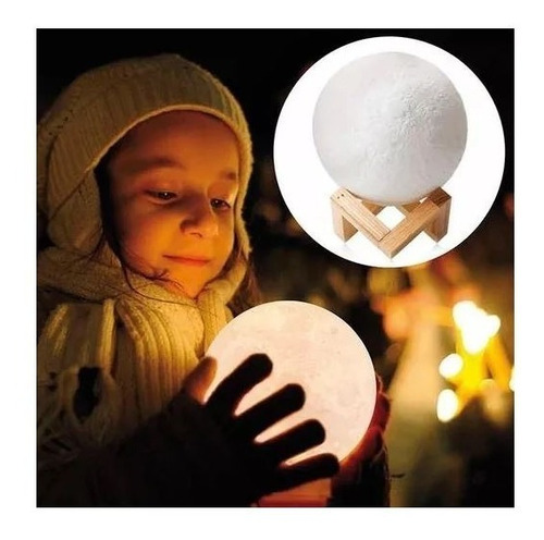 Luminária Lua 3d Led Abajur Promoção Decoração Quarto Base
