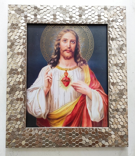 Sagrado Corazón De Jesús Op 4 En Marco Condesita 35 X 30 Cms