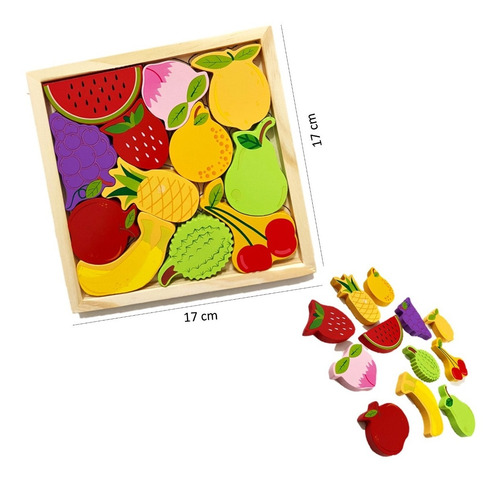 Set 3 Rompecabezas De Madera Comida Frutas Y Numeros 37 Pzs