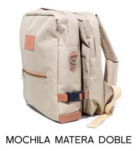 Mochila Matera Doble - Beige / Termo Mate Computadora