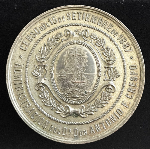 Medalla Censo 1887. La Municipalidad Agradecida. 
