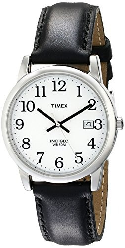 Timex Mens T2h281 Easy Reader Black Leather Strap Watc