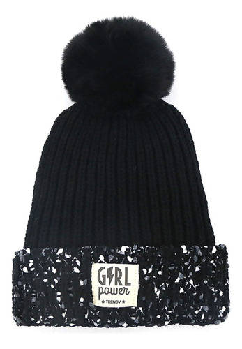 Gorro Invierno Trendy  Ajustable Tejido Mujer Con Pompón