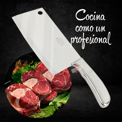 Imagen 3 de 9 de Cuchillo Taquero Tipo Hacha Jumbo 8.5 Pulgadas Cocina C433