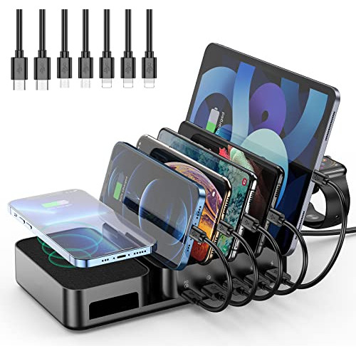 Wireless Charging Station For Multiple Devices, 75w 5 P...