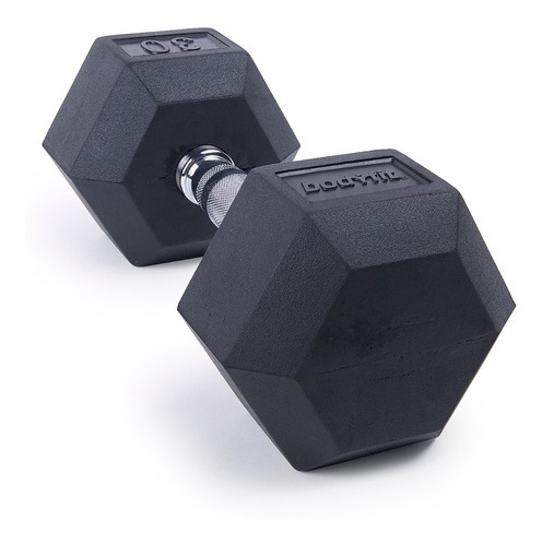 Una Mancuerna Hexagonal 30 Lb Black Rubber Hex Dumbbell Color Negro