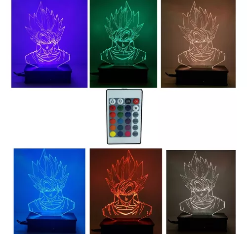 Broly, Dragon Ball z, desenho, decoração, Luminária Led 3d,16 Cores +  controle no Shoptime
