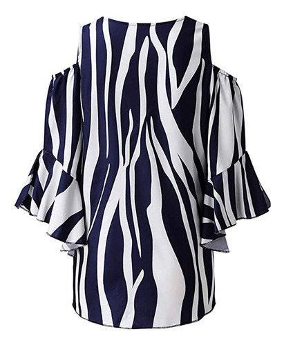 Blusa A Rayas Para Mujer, Hombros Descubiertos, Lazo En La C