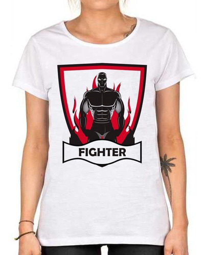 Remera De Mujer Fighter Fire Art Luchador
