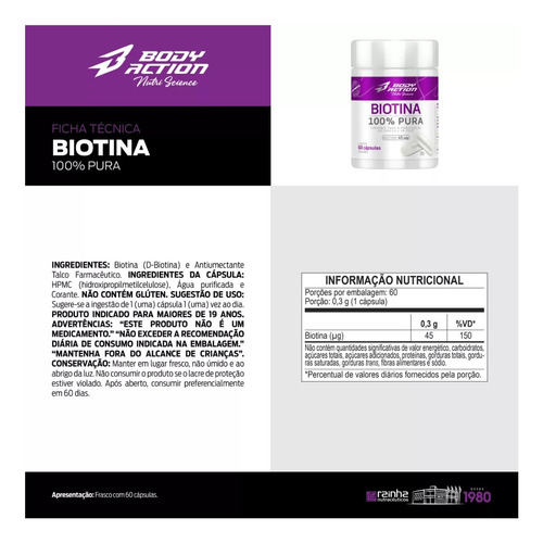 Biotina 60 Cáps Nutriscience 60 Cápsula - Un