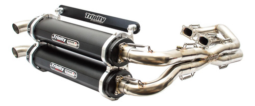 Trinity Racing Black Full System Dual Exhaust For 2015-2 Ddc