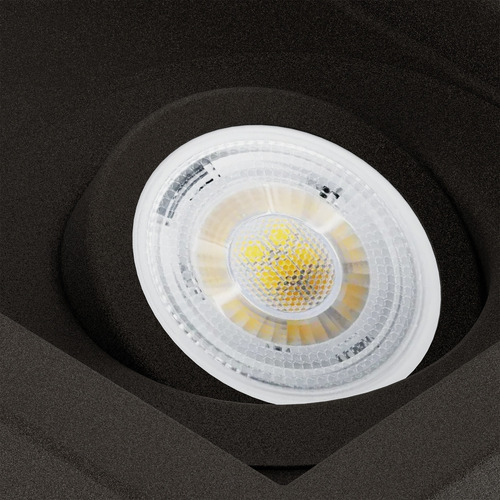 Spot Recuado Duplo Sobrepor Marrom Alumínio Externo + Led Dicroica GU10 6.5w Branco quente MF218 Mega Forte Iluminação