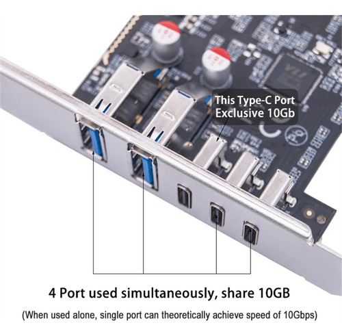 Tarjeta De Expansión Usb3.2 Gen2 Usb-a + 3 Puertos Tipo C De