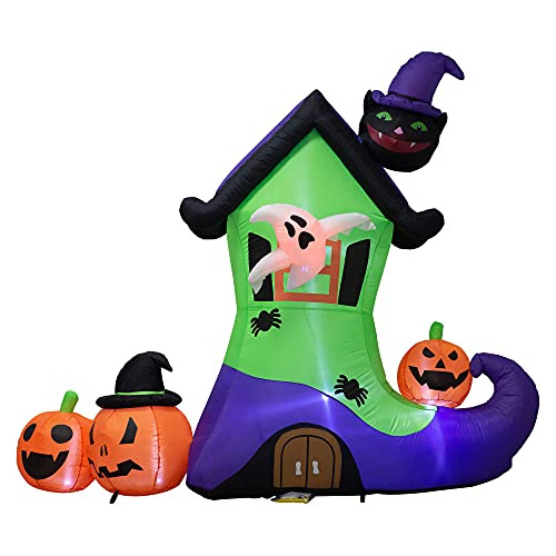 Inflable De Halloween De 1.8m Calabaza, Fantasma Y Gato...