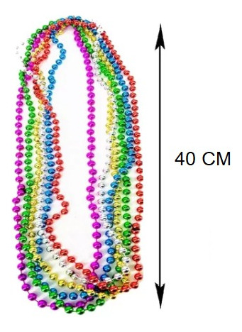 12 Pzas Collar Perlas Carnaval Batucada Fiesta Multicolor Turquesa