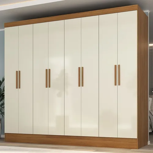 Guarda Roupa Casal 8 Portas 4 Gavetas Jatobá Yescasa Cinamomo/off ​White