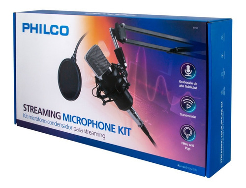 Kit Studio Microphone Con Soporte / Antipop / Stand Philco