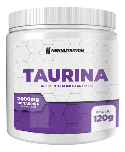 Energético Taurina Em Pó Pura 120g New Nutrition 60 Doses Sabor Natural