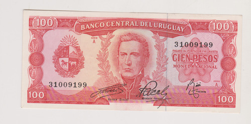 Billete Uruguay 100$ Año 1967 Excelente ++