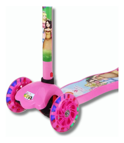 Patinete Dm Toys 3 Rodas Princesas Rosa