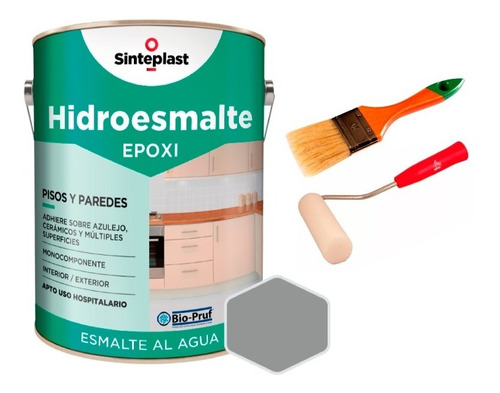 Kit Hidroesmalte Epoxi 4lt + Rodillo + Pincel