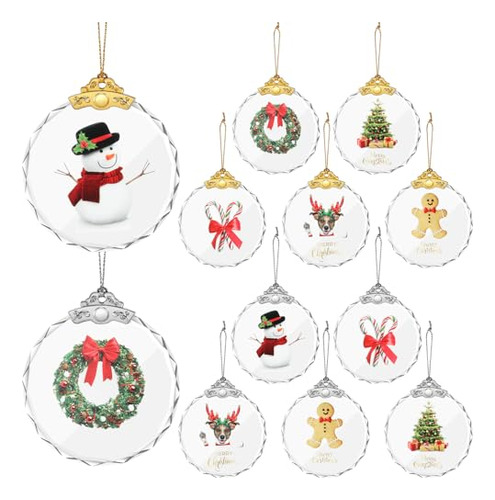 Capoda 12 Pcs Navidad Decoración De Cristal Ornamento Colgan