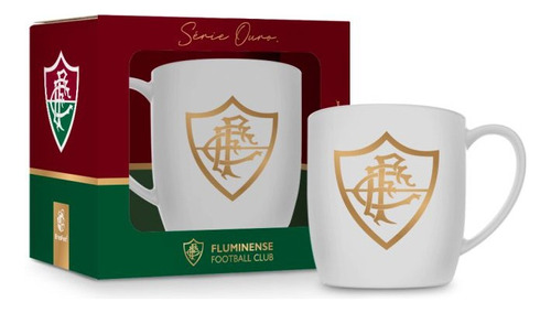 Canecas Porcelana Brasfoot CANECA PORCELANA URBAN 360ML TIMES - FLUMINENSE SERIE OURO capacidade 360mL