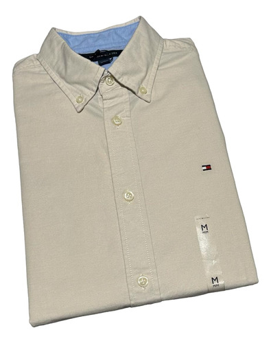 Camisa Hombre Tommy Hilfiger Beige Oxford Original 