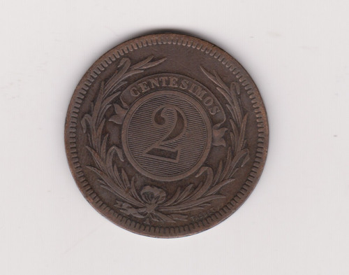 Moneda Uruguay 2 Centesimos Año 1869 A Muy Bueno +
