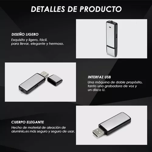 DEKITA Mini Grabadora de Voz Audio Microfono Espia USB Dura mas de