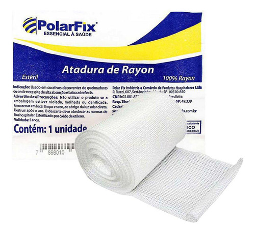 Kit 5 Pacotes De Atadura De Rayon 7,5cmx5m Estéril Polarfix