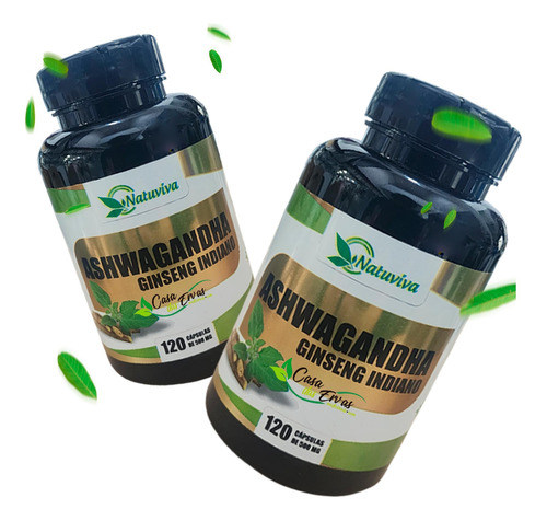 Kit C/2 Potes De Ashwaga 240 Cápsulas - Indiano A Verdadeira Sem Sabor
