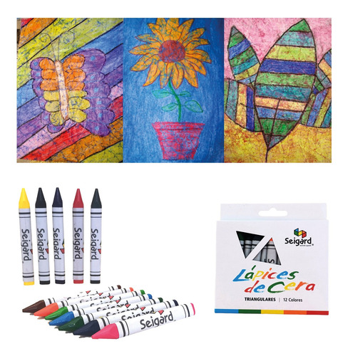 Lápices De Cera Triangulares Seg1025 Multicolor