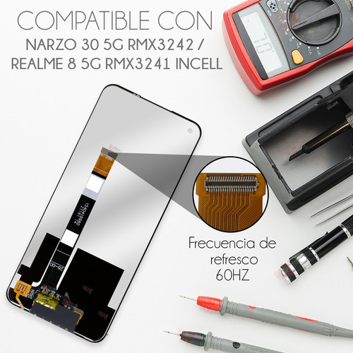 Pantalla Completa Compatible Con Realme Narzo 30 5g Rmx3242 8 5g Rmx3241 Color Negro Slim Company