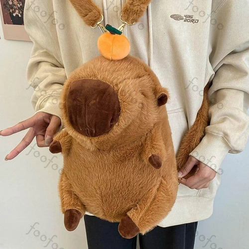 Bonita Mochila Felpa Forma Capibara Para ,mochila De Peluche De Capibara Foofoo Melocotón