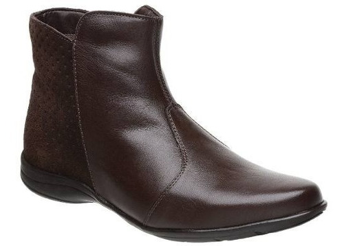 Bota Feminina Malbork Cano Curto Couro Solado Rasteiro 1065m