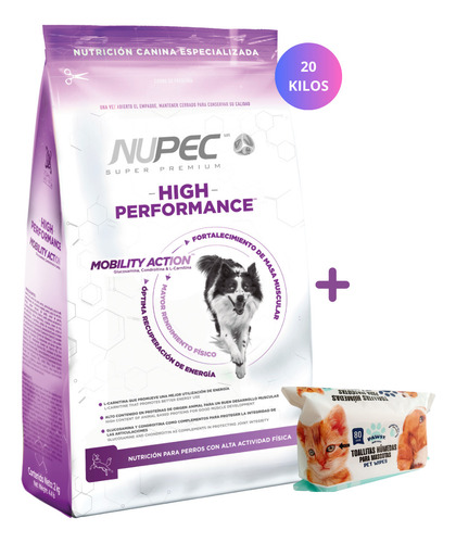 Croquetas Nupec Adulto High Performance 20kg + Toallitas
