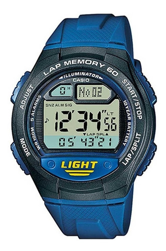 Reloj Casio Hombre Digital Azul Silicona Con Luz Sumergible Color del bisel Negro Color del fondo Gris