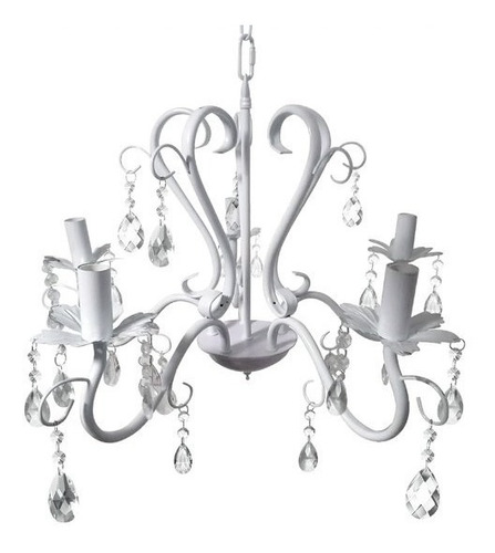 Lampara Colgante Lagrima Candelabro 5 Brazos Blanca