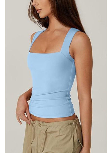 Camiseta Sin Mangas De Doble Capa Camiseta Básica Ajustada
