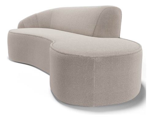 Sofá Living 3 Lugar 210cm Braço Esquerdo Mozart Bouclê Bege Cor Creme