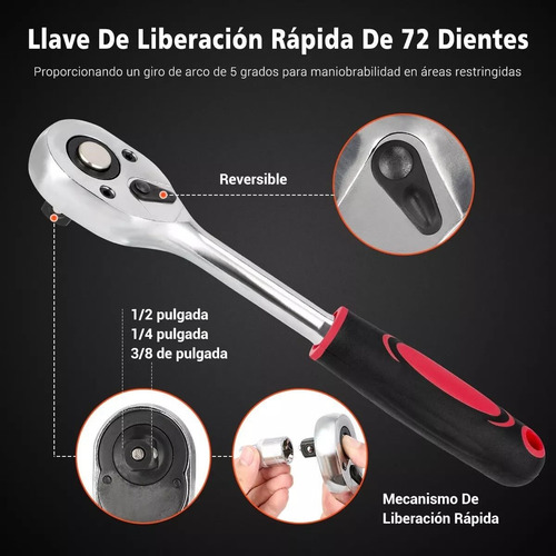 Juego De Herramientas De 108 Piezas 1/4 Y 1/2 Con Llaves