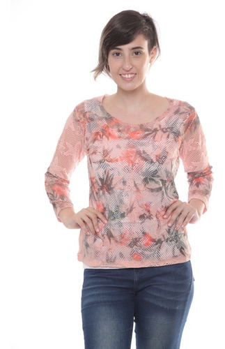 Remera Manga Larga Calada  Sublimada Mujer Art 2430