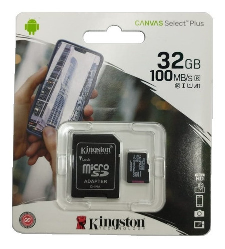 Imagem 1 de 1 de Cartão De Memória Kingston Canvas 32gb 100mb/s Sdcs2/32gb