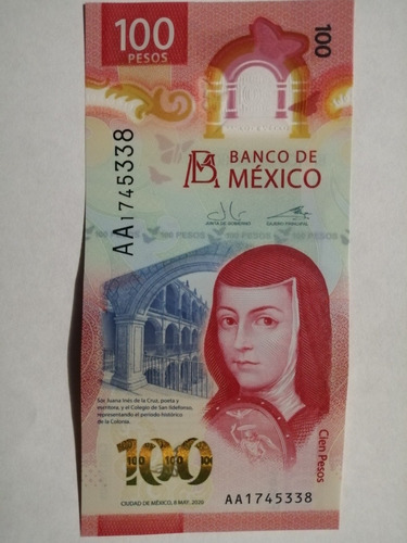 Billete De 100 Pesos Sor Juana Inés De La Cruz Serie Aa