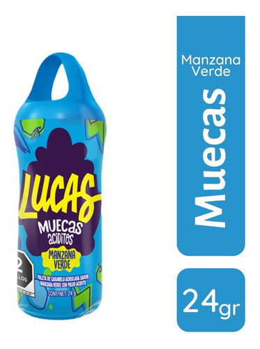 Dulces Lucas Muecas Picosositos Con Paleta De Caramelo 24 Gr Elige Sabor Manzana Verde