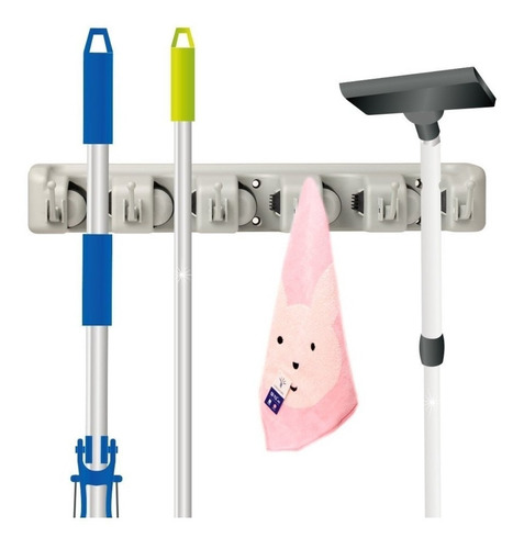 ¡ Organizador Multiusos Colgador Útiles De Aseo 5 Escobas !