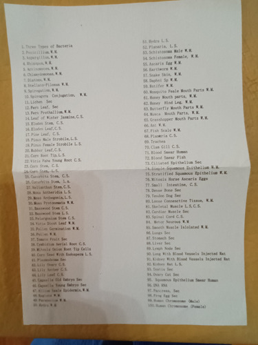 100 Preparados Histológicos (Usado)