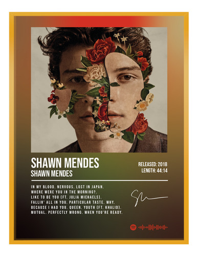 Poster Shawn Mendes Music Firma 120x80