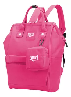 Mochila Cartera Everlast Amplio Compartimiento Mujer Color Fucsia 21935 Diseño de la tela lona tipo canva